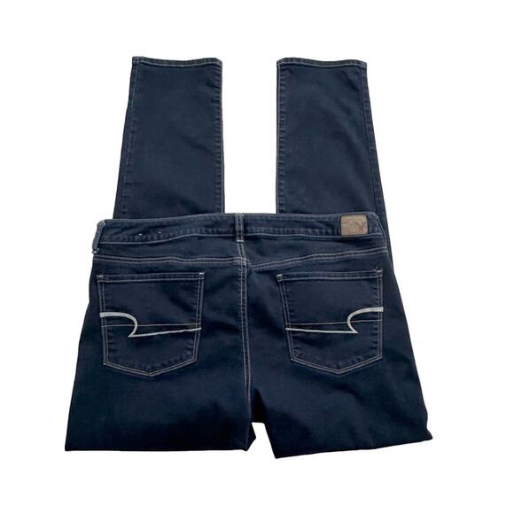 American Eagle Jeans Dark Wash Super Stretch Straight Leg Denim Size 16 Long - Picture 8 of 11
